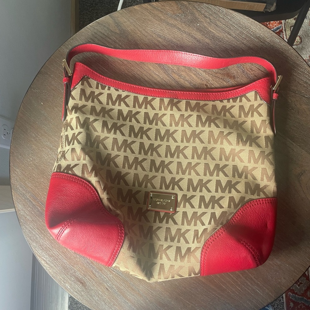 Vintage Michael Kors Red and Brown Women's Bag